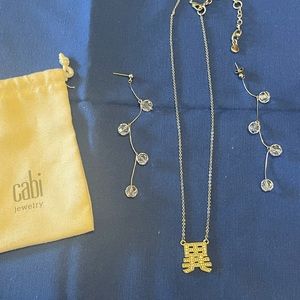 CABI Chinese Character Necklace Silver Plated w/ Earings